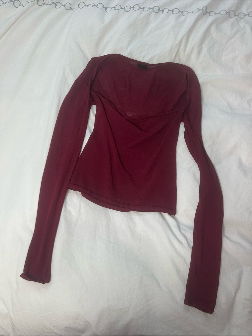 NBD Long Sleeve Burgundy Fitted Top